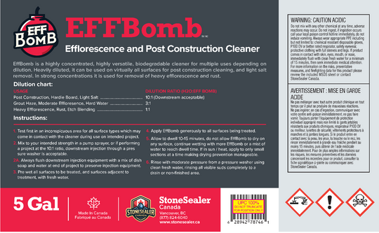 EFF BOMB Efflorescence Remover | Safe Acid Stone Cleaner | Pressure Washer Concentrate | Post Construction Cleaner | Canada - StoneSealer Canada Stone Cleaner